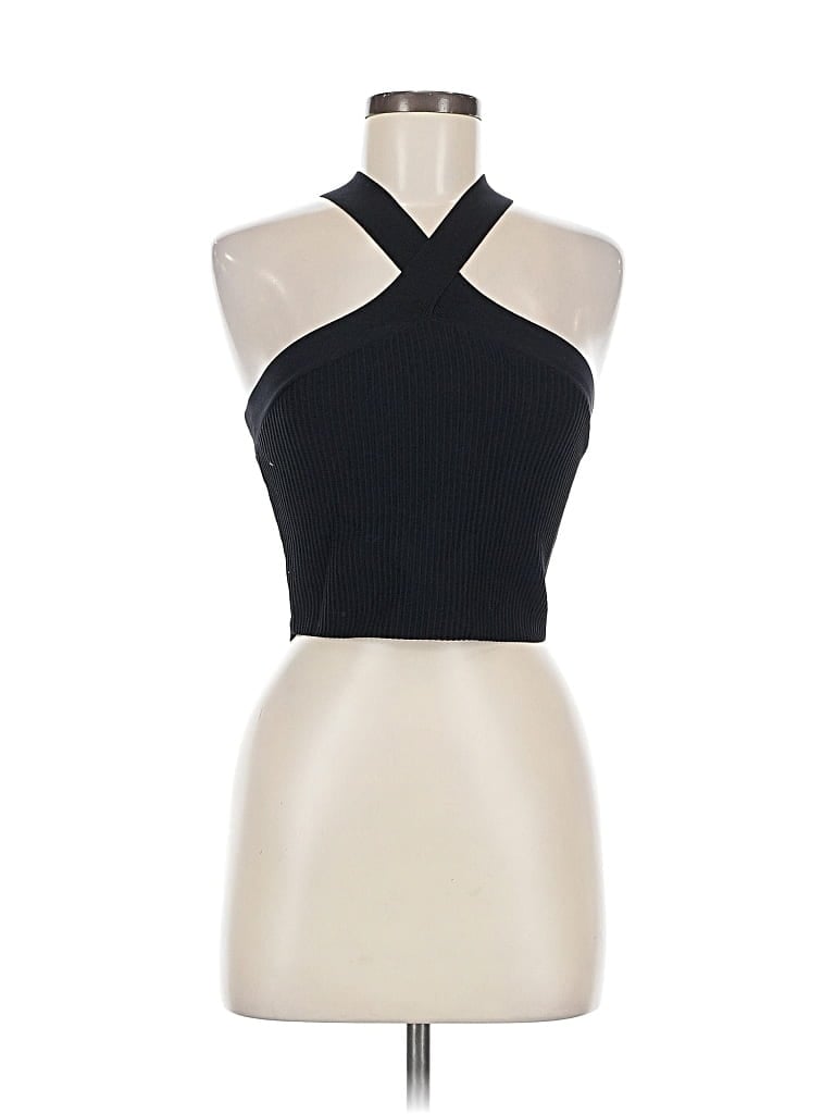 Pre-owned Sincerely Jules Sleeveless Top Black Halter Neckline Tops