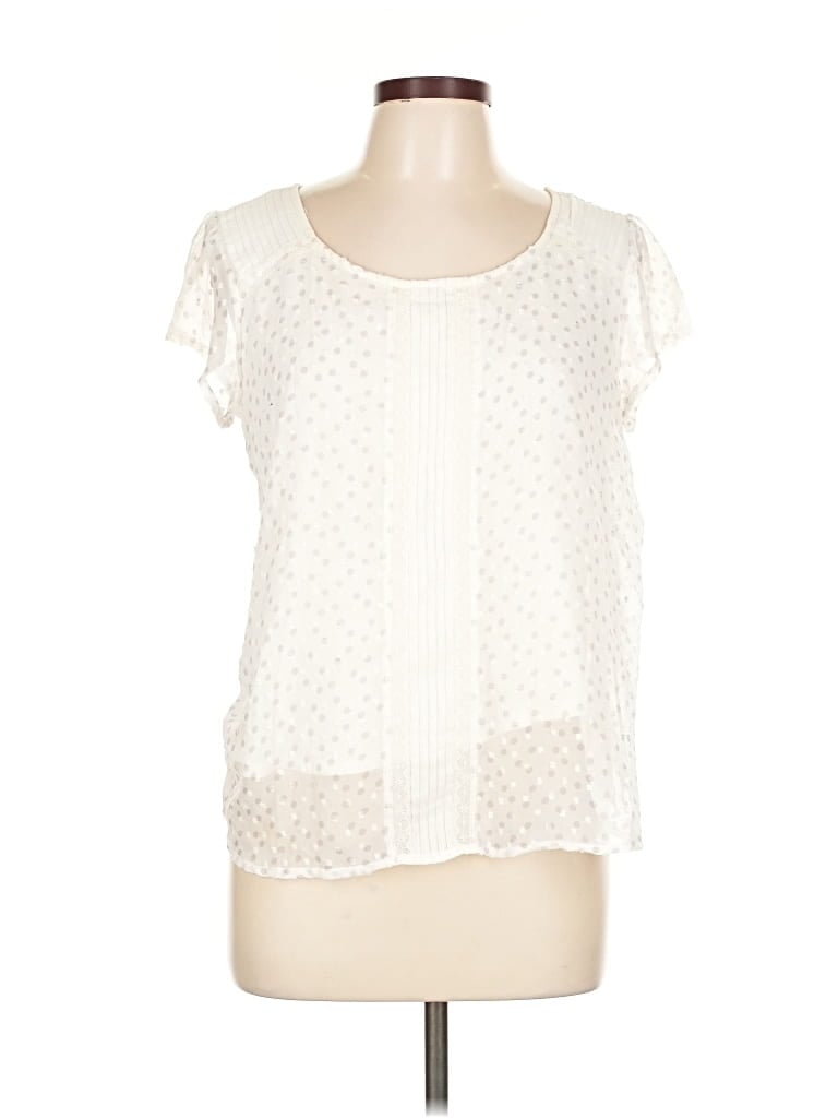 Pre-owned Lc Lauren Conrad Short Sleeve Blouse In White