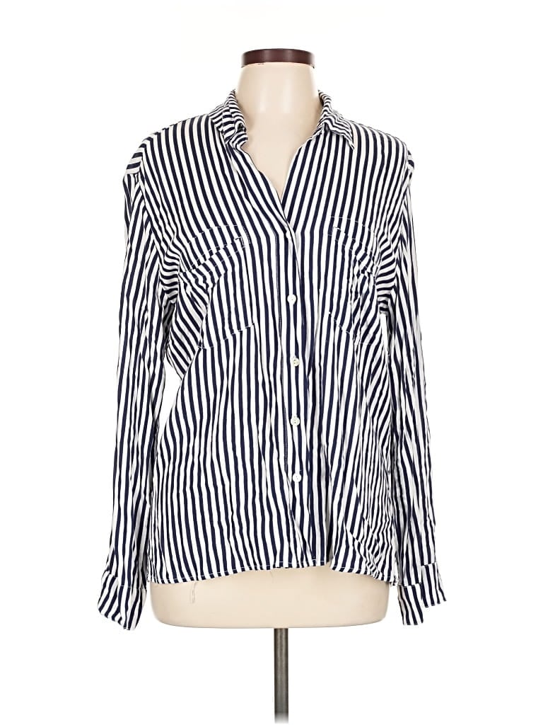 Pre-owned Just Living Long Sleeve Blouse In Silver