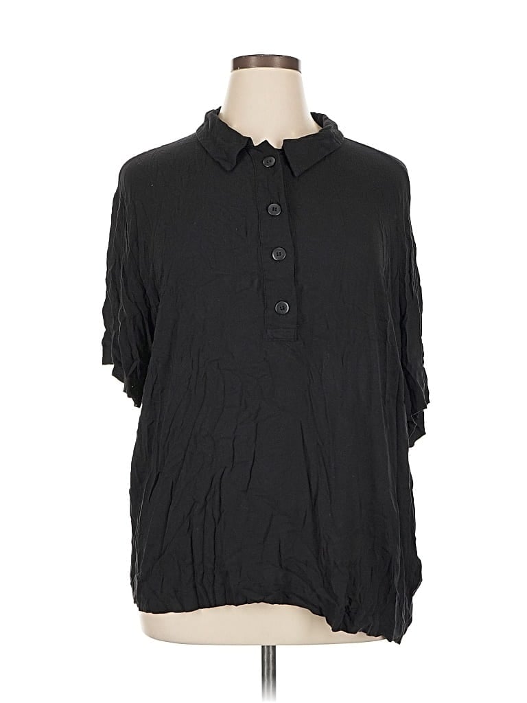Pre-owned Divided By H&m Short Sleeve Blouse In Black