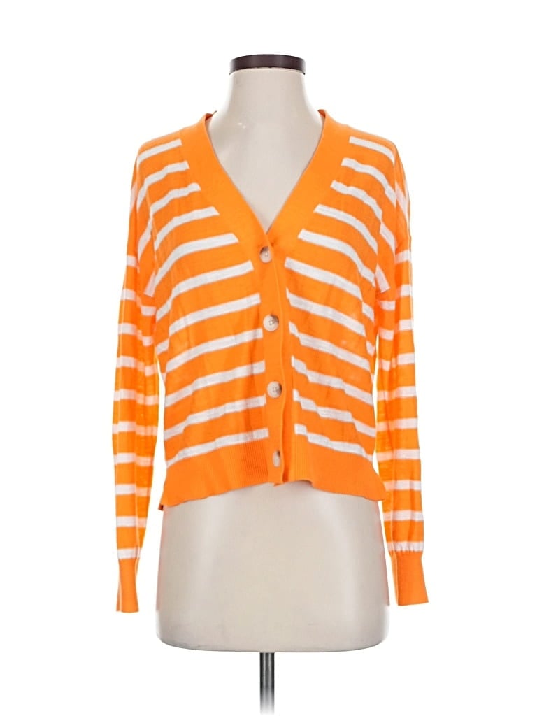 Pre-owned Ann Taylor Loft Cardigan Sweater In Orange