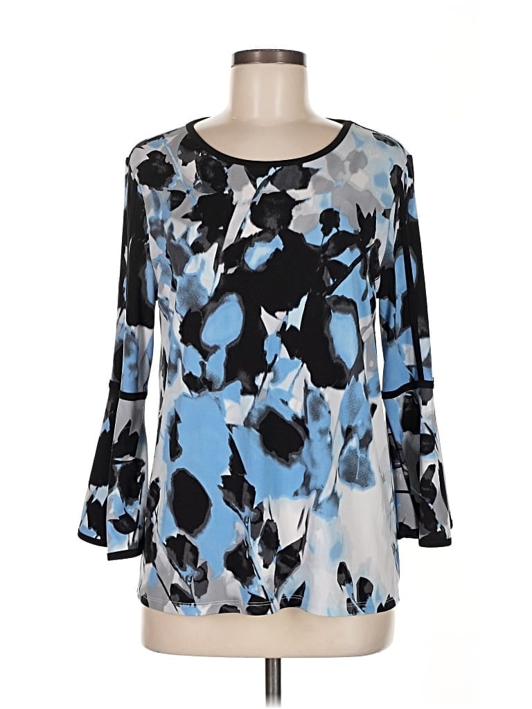 Pre-owned Calvin Klein 3/4 Sleeve Blouse In Blue