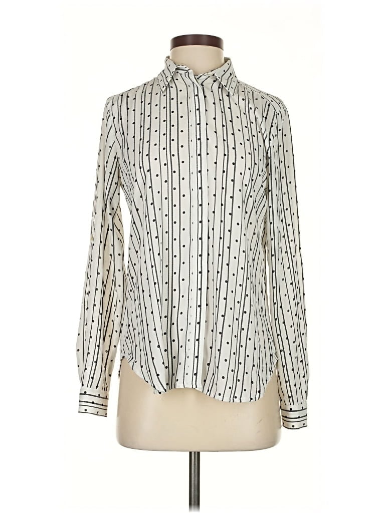 Pre-owned Ann Taylor Loft Long Sleeve Blouse In White