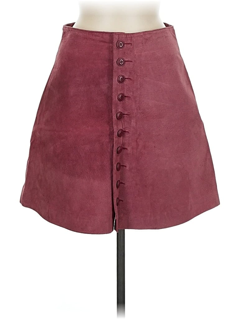 Pre-owned Express Leather Skirt In Burgundy