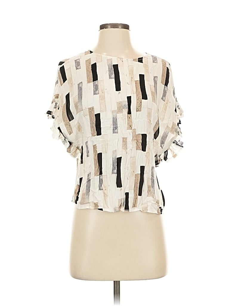 Pre-owned Cato Short Sleeve Blouse In White