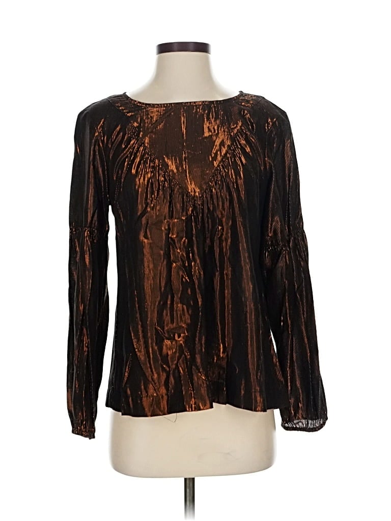 Pre-owned Amadi Long Sleeve Blouse In Brown