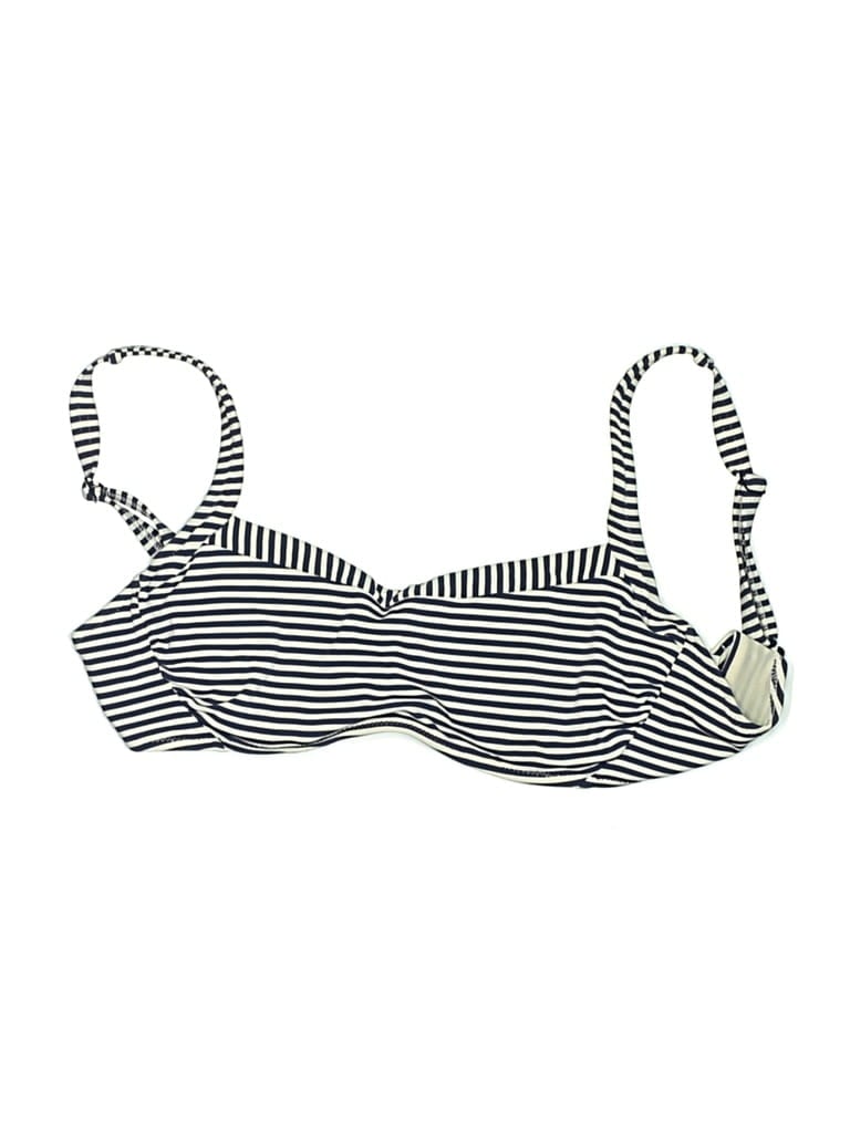 Pre-owned Athleta Swimsuit Top Black Stripes Pattern Swimwear