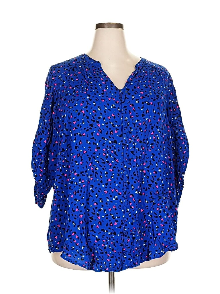 Pre-owned Torrid 3/4 Sleeve Blouse In Blue