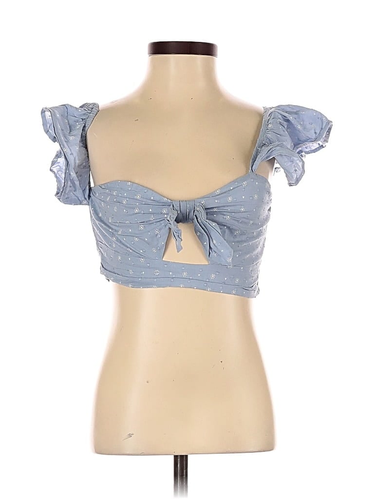 TULAROSA Pre-owned Sleeveless Top Blue Sweetheart Neckline Tops