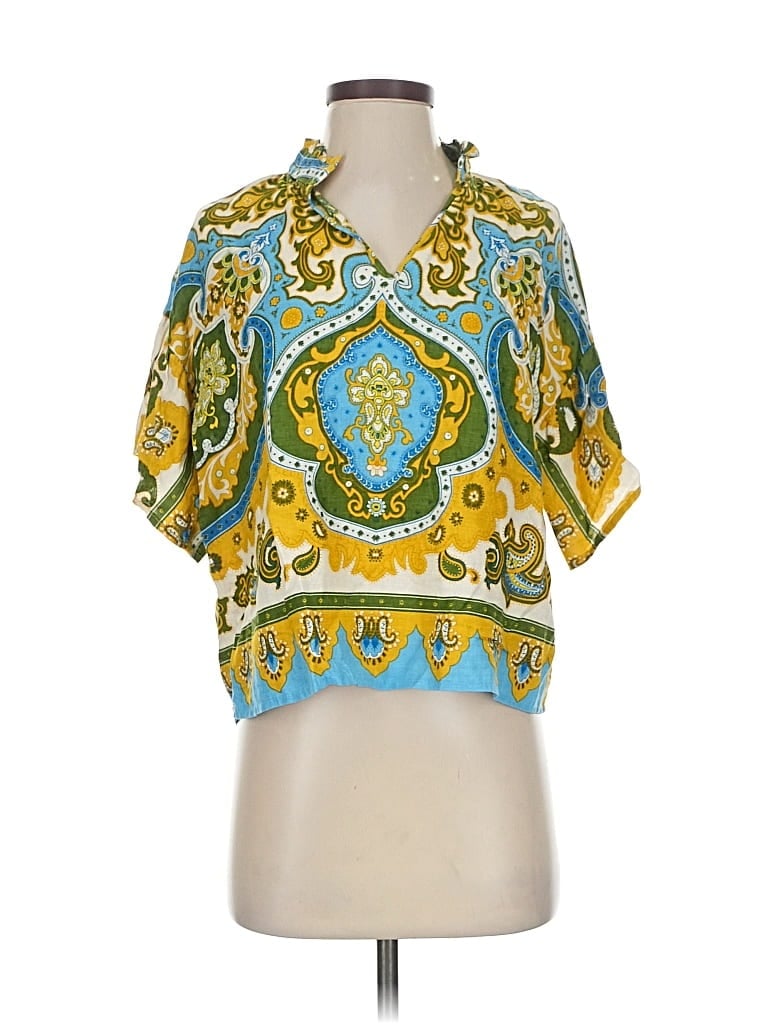 Click to view more detailed imagery on our partner's website Pre-owned Haute Hippie Short Sleeve Blouse In Yellow