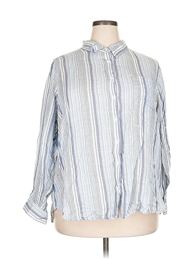 Pre-owned Lucky Brand 3/4 Sleeve Button Down Shirt In Blue