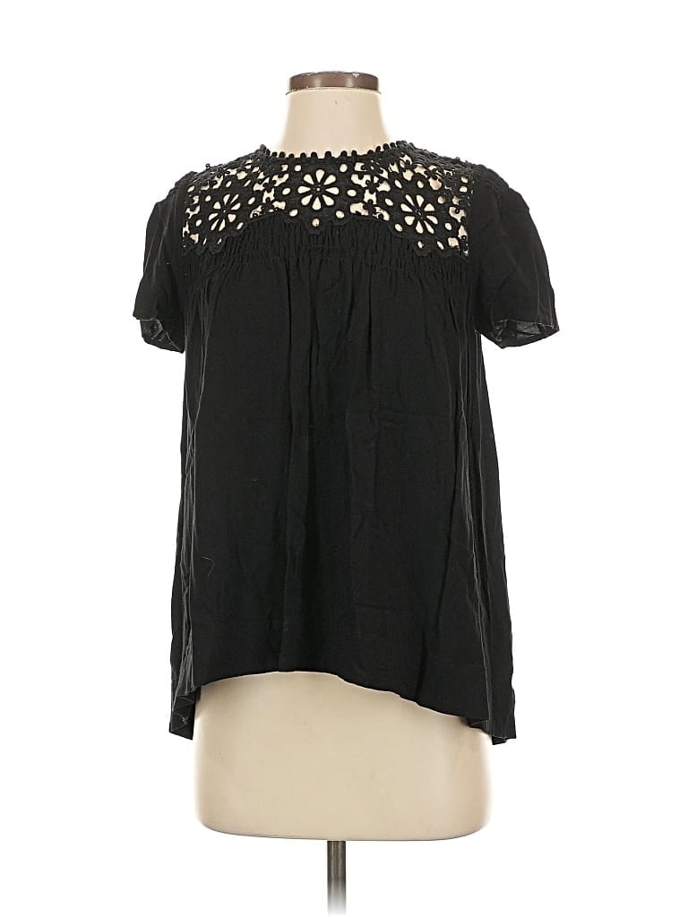 Pre-owned Sea New York Short Sleeve Blouse In Black