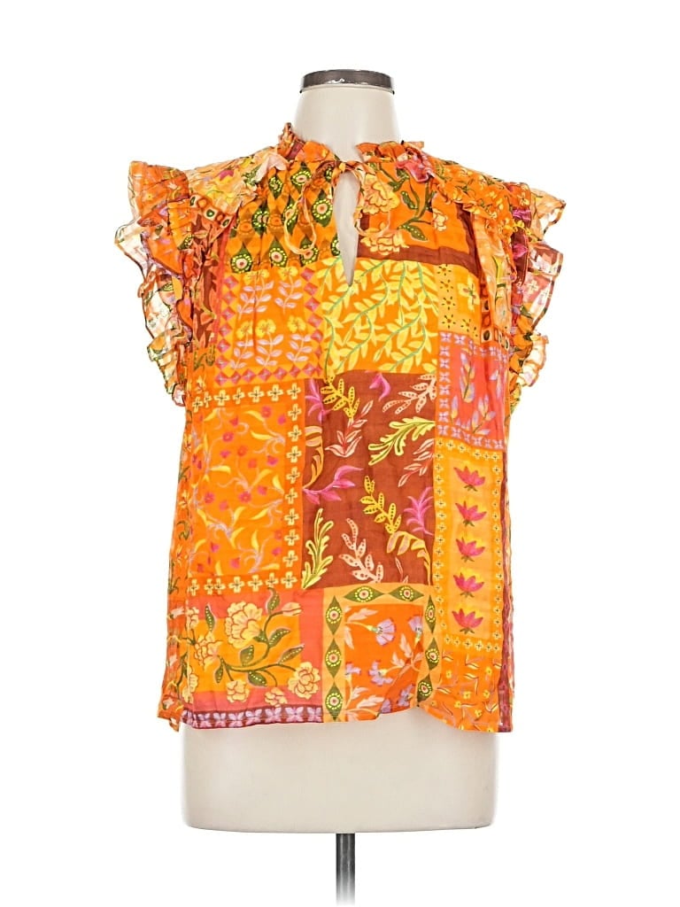 Pre-owned Marie Oliver Short Sleeve Blouse In Orange