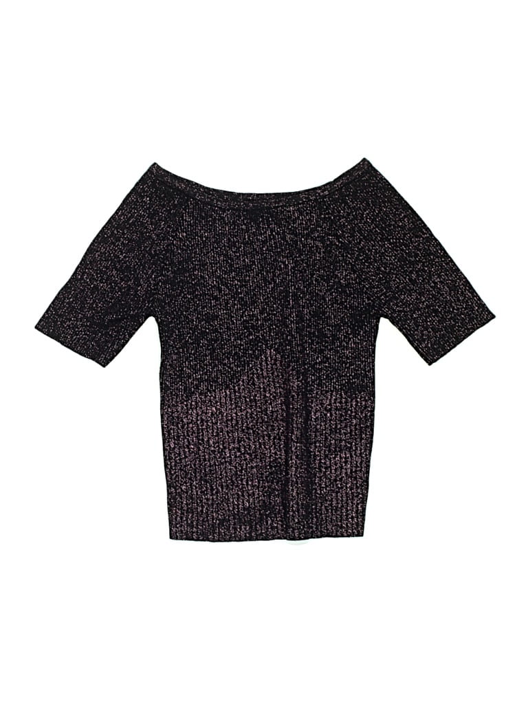 Pre-owned Truce Kids' Short Sleeve Top Black Metallic Pattern Off The Shoulder Neckline Tops