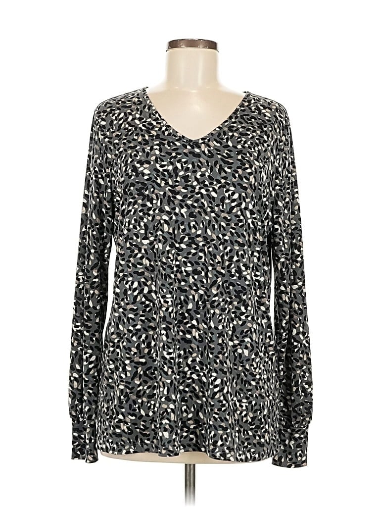 Pre-owned Susan Graver Long Sleeve Henley Shirt In Black