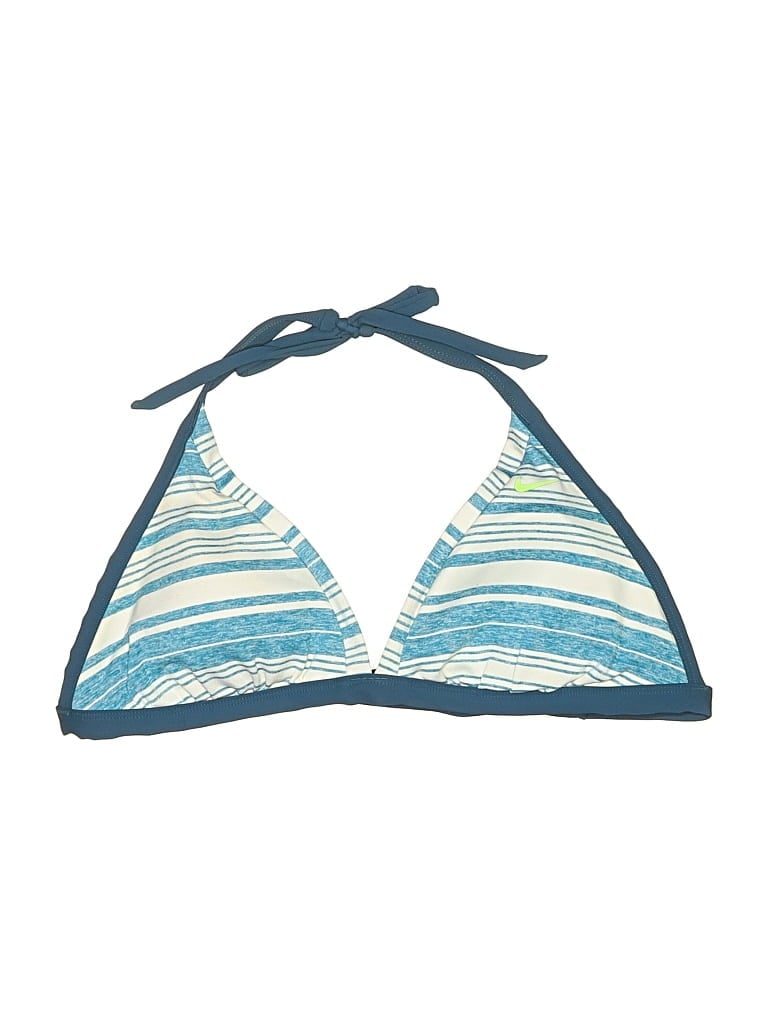 NIKE Pre-owned Swimsuit Top Blue Chevron/herringbone Pattern Swimwear