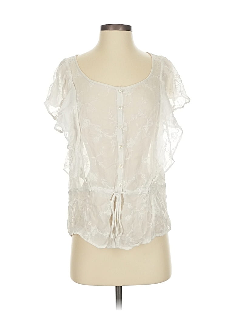 Pre-owned Lucky Brand Short Sleeve Blouse In White