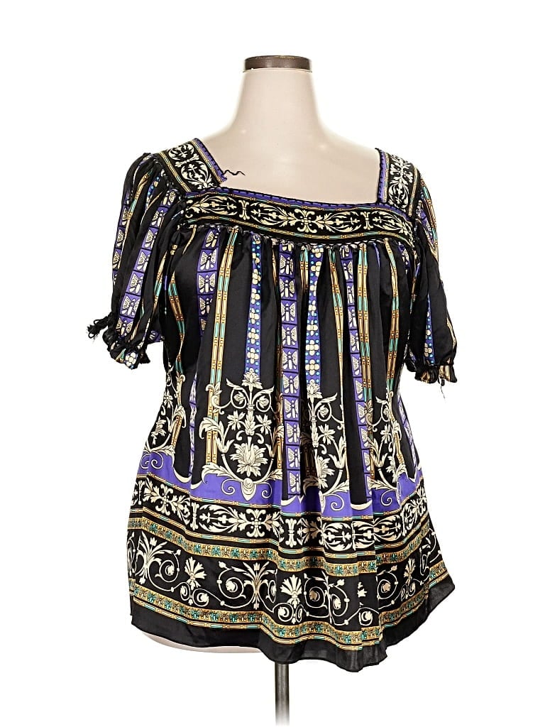 Pre-owned Lane Bryant Short Sleeve Blouse In Purple