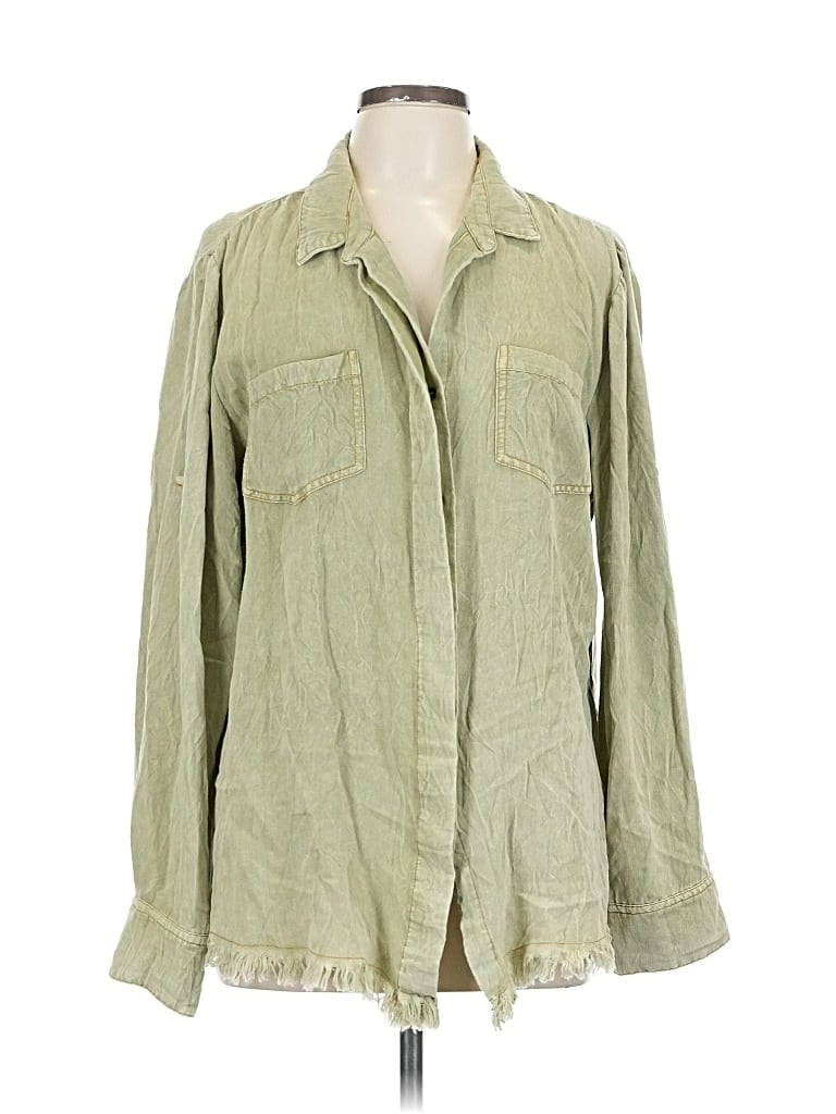 Pre-owned Unbranded Long Sleeve Button Down Shirt In Green