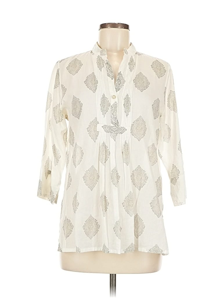 Pre-owned Roberta Roller Rabbit 3/4 Sleeve Blouse In White