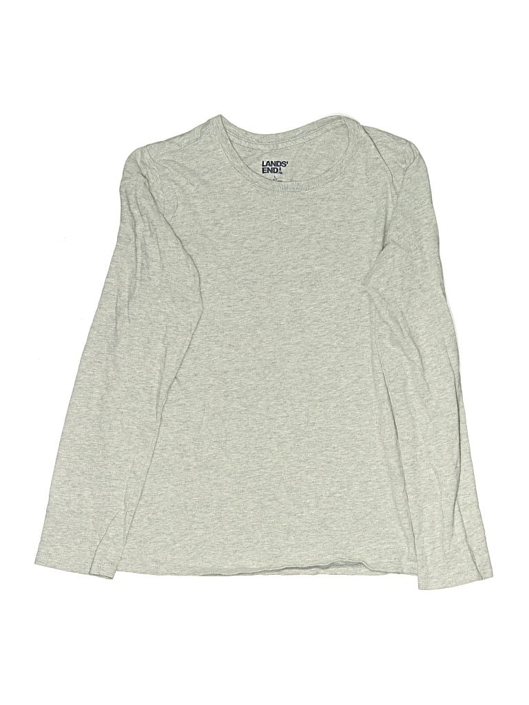 Click to view more detailed imagery on our partner's website Pre-owned Lands' End Kids' Long Sleeve T-shirt In Gray