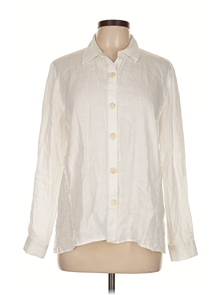 Pre-owned Pure Navy Long Sleeve Button Down Shirt In White
