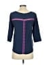 BCBGMAXAZRIA 100% Silk Blue 3/4 Sleeve Silk Top Size XS - photo 2