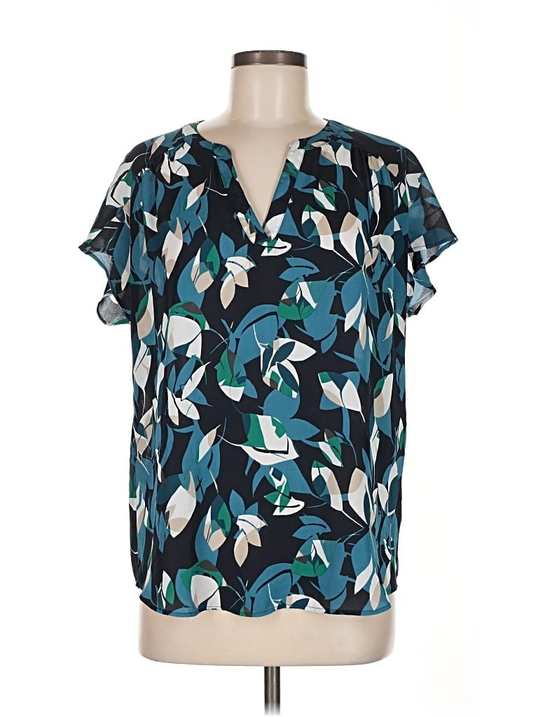 Pre-owned Banana Republic Factory Store Short Sleeve Blouse In Blue