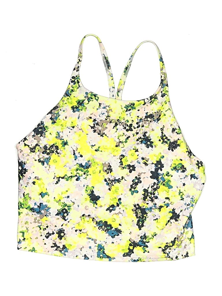 Pre-owned Active By Old Navy Swimsuit Top Yellow Floral Pattern Swimwear