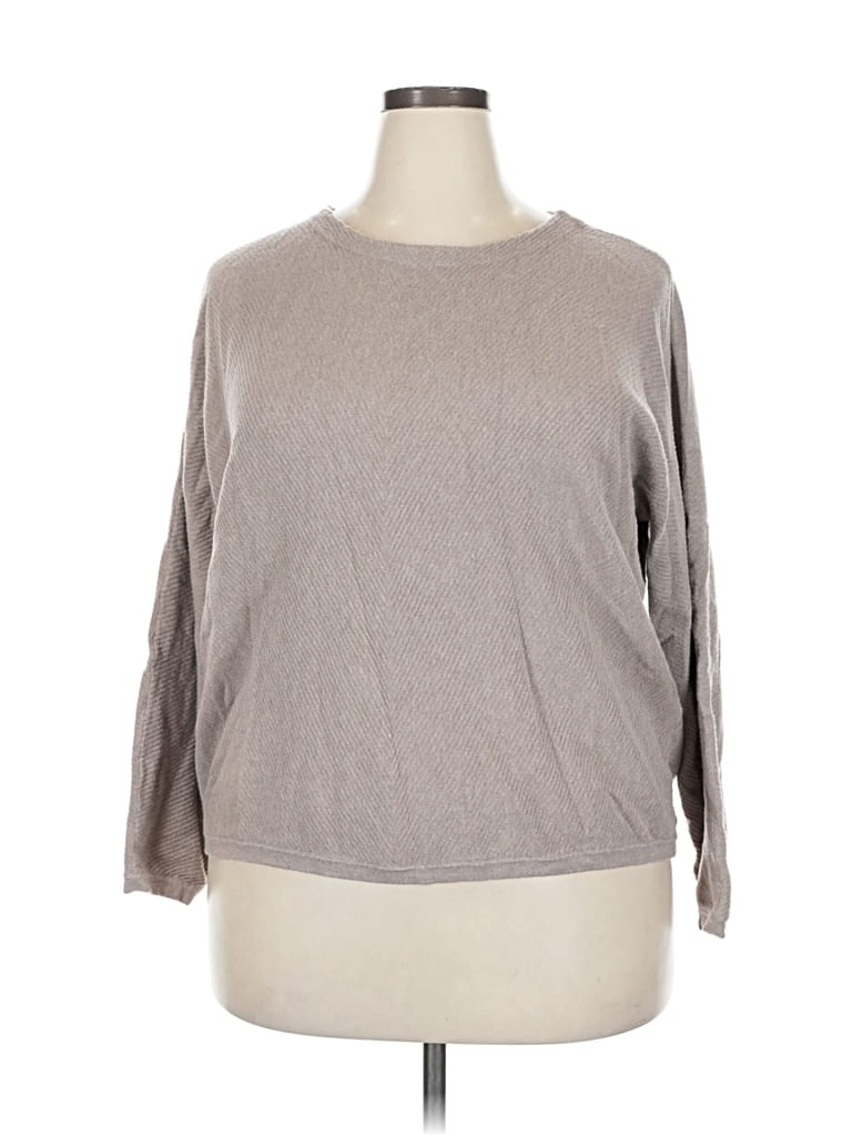 Pre-owned Liz Claiborne 3/4 Sleeve T-shirt In Gray