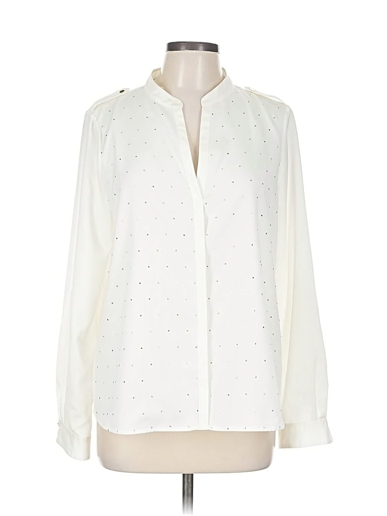 Pre-owned Calvin Klein Long Sleeve Blouse In White