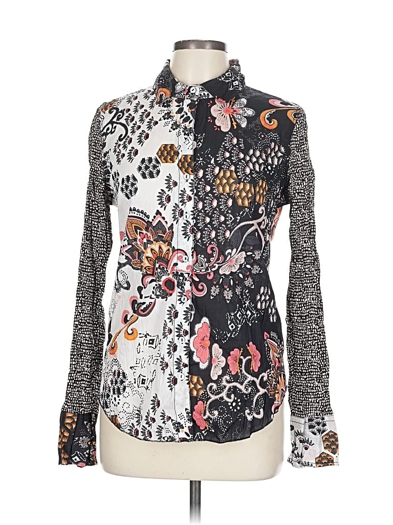 Pre-owned Cino Long Sleeve Blouse In Black