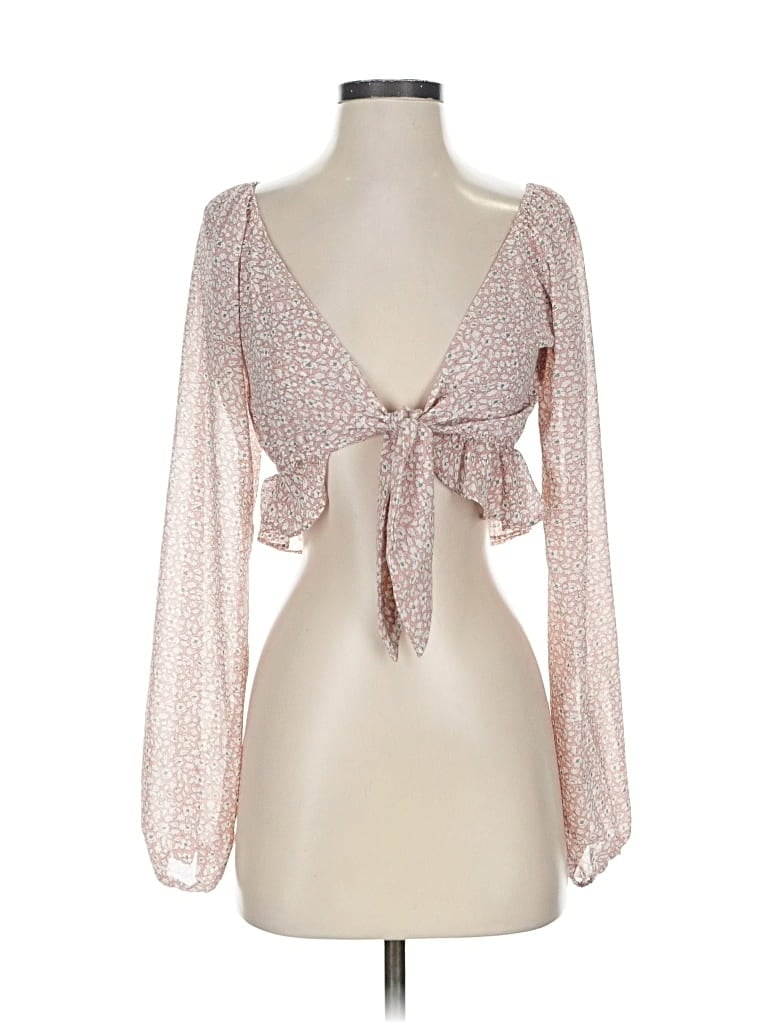 Pre-owned Princess Polly Long Sleeve Blouse In Pink
