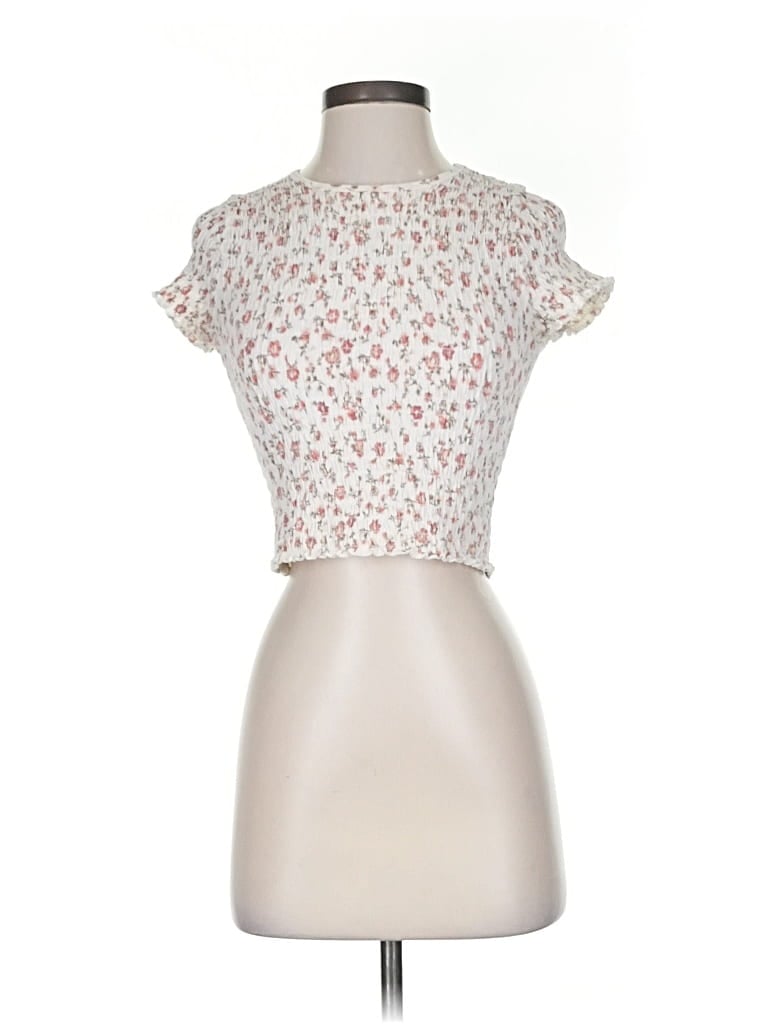 Pre-owned Hollister Short Sleeve Top Ivory Sweetheart Neckline Tops In White