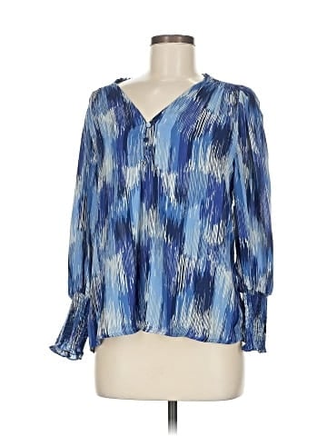 Aqua Long Sleeve Blouse (view 1)