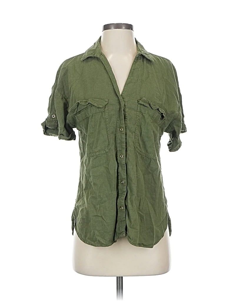 Click to view more detailed imagery on our partner's website Pre-owned Zara 3/4 Sleeve Button Down Shirt In Green