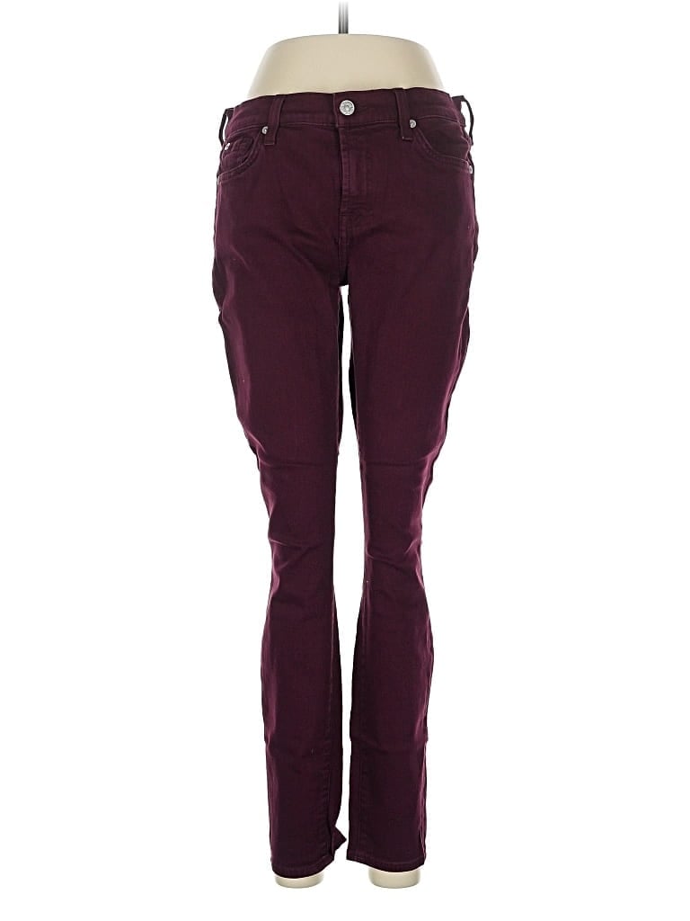 Pre-owned 7 For All Mankind Jeans In Burgundy