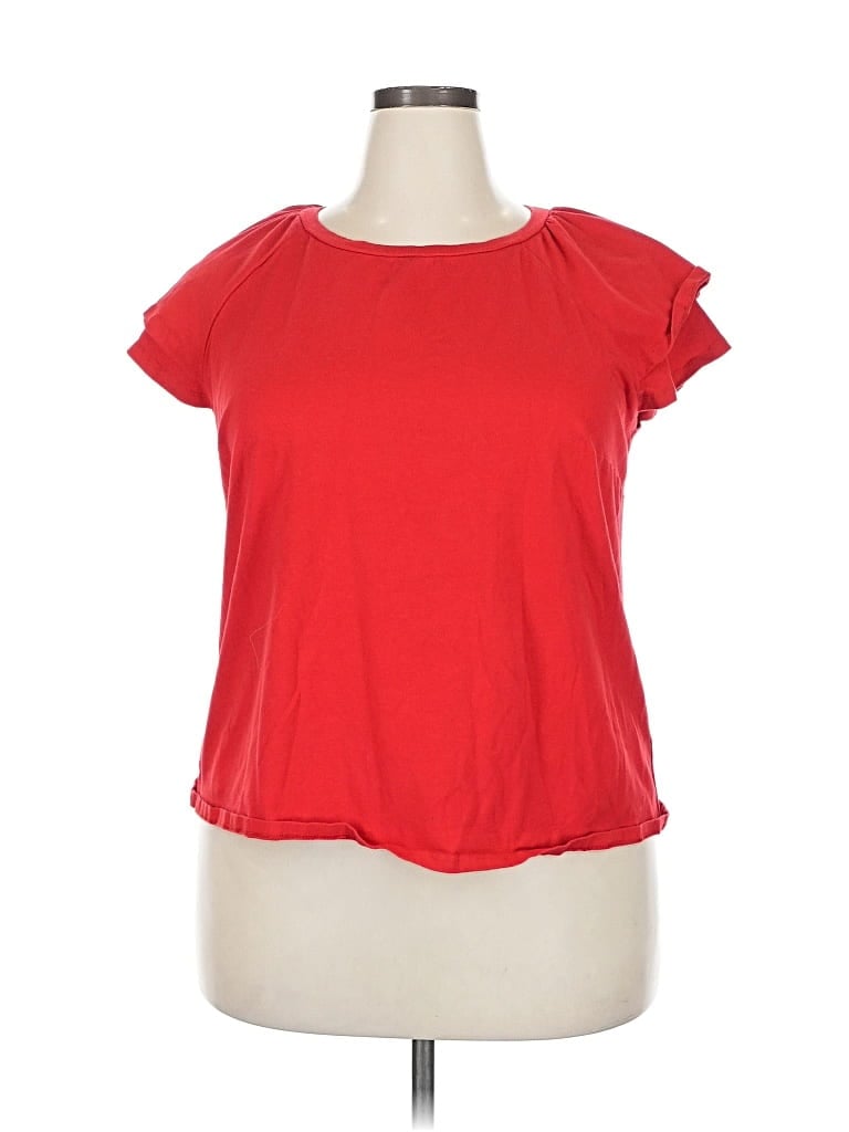 ELOQUII Pre-owned Short Sleeve Top Red Keyhole Neckline Tops