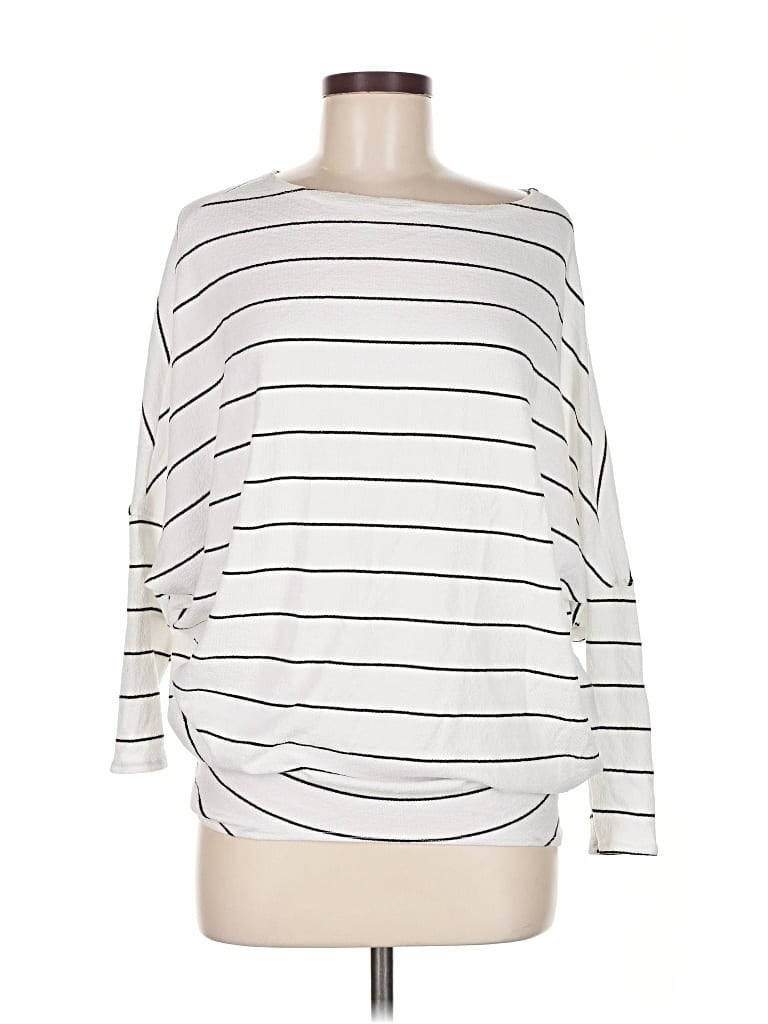 LULUS Pre-owned Long Sleeve Top Ivory Boatneck Tops In White