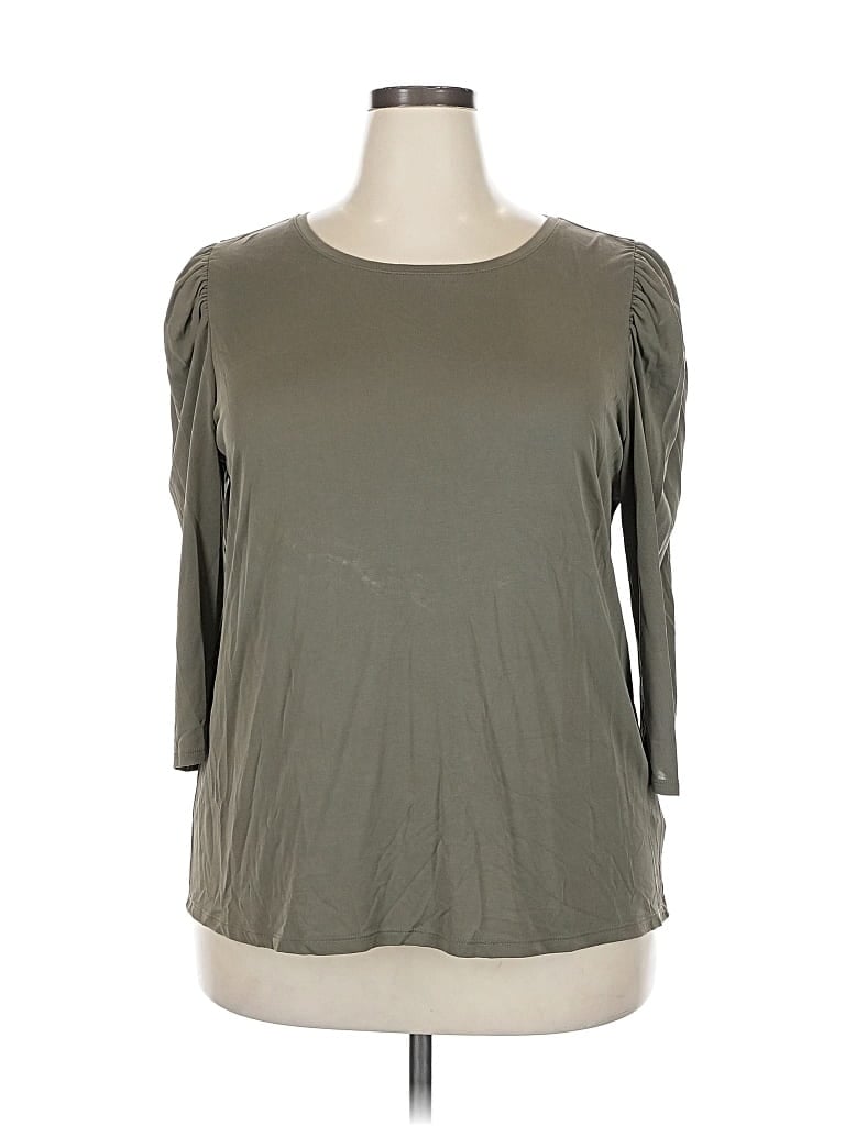 Pre-owned Simply Vera Vera Wang 3/4 Sleeve Top Gray Scoop Neck Tops