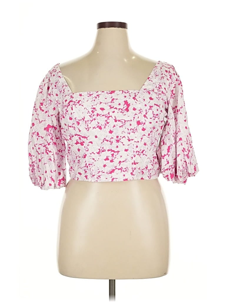 Pre-owned Open Edit 3/4 Sleeve Blouse In Pink