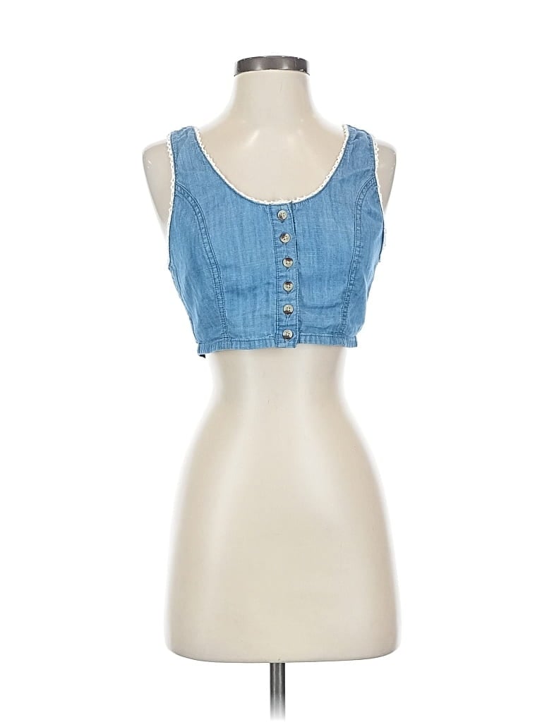Pre-owned Pins And Needles Tank Top Blue Strapless Neckline Tops