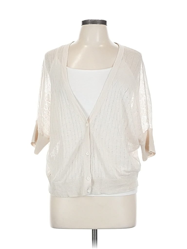 Pre-owned Ann Taylor Loft Cardigan Sweater In Silver