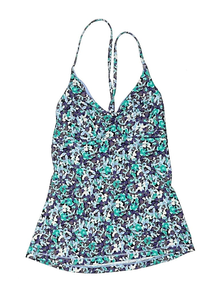 Pre-owned Athleta Swimsuit Top Blue Floral Pattern Swimwear