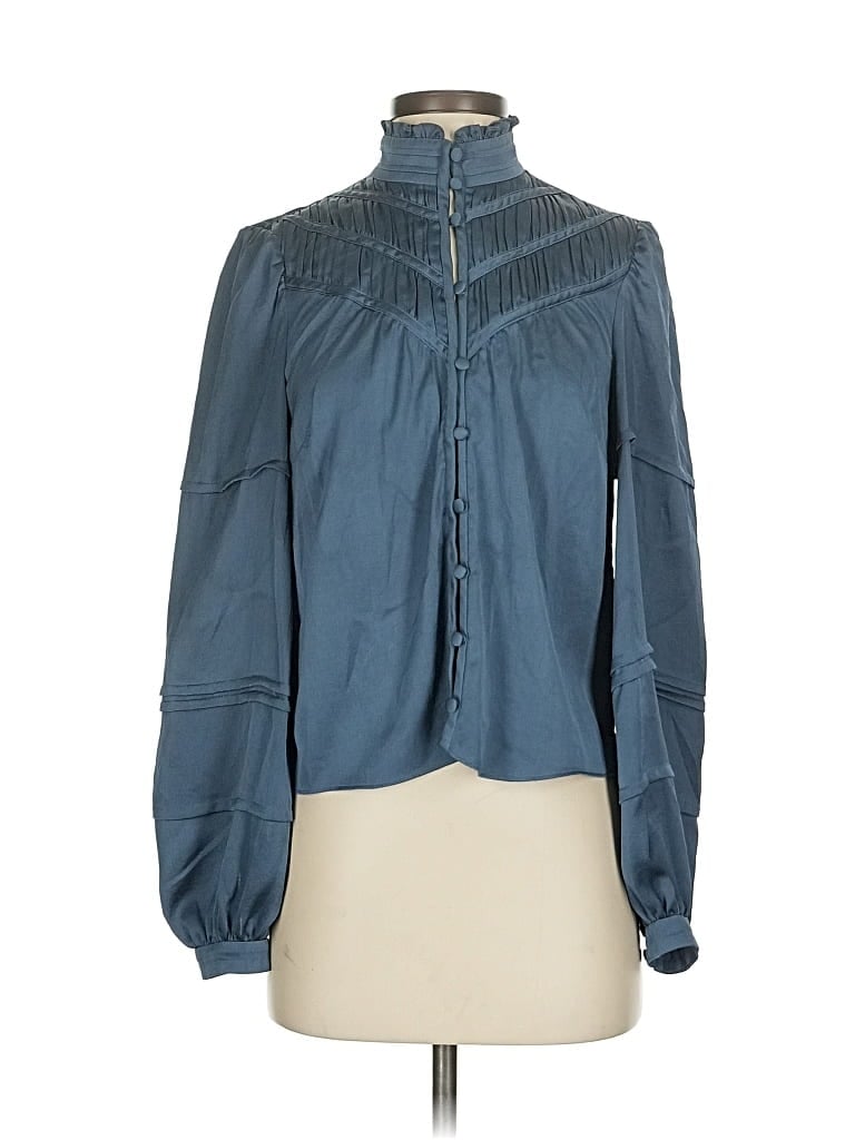 Pre-owned Veronica Beard Long Sleeve Blouse In Blue