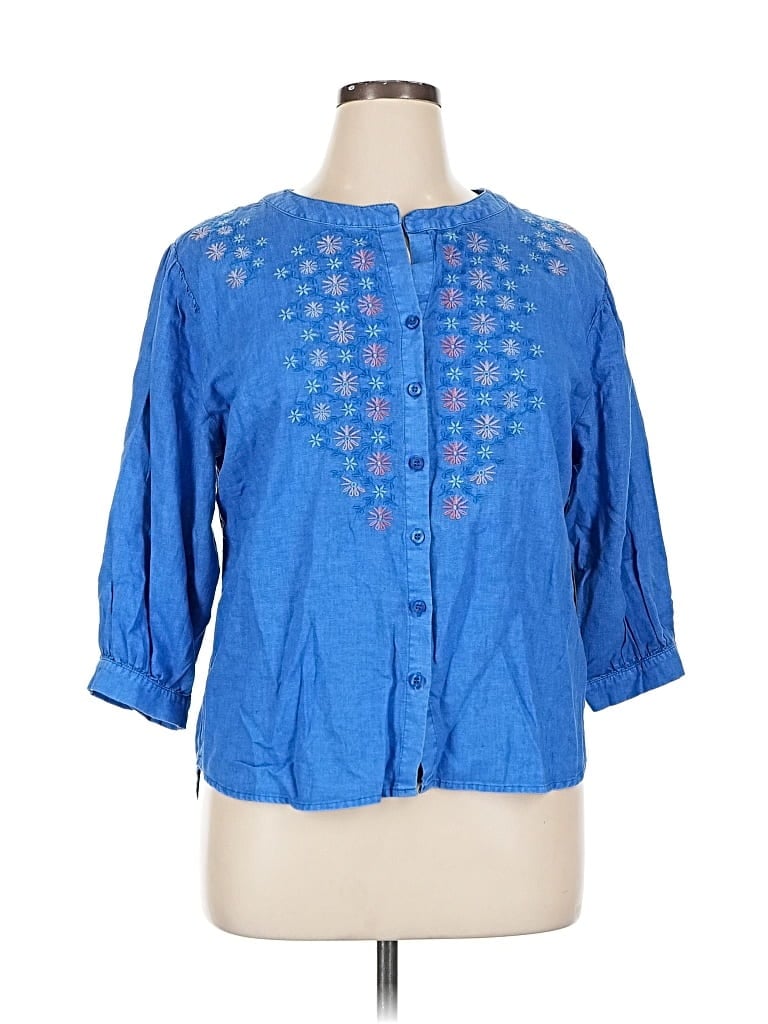 Billy T 3/4 Sleeve Blouse In Blue