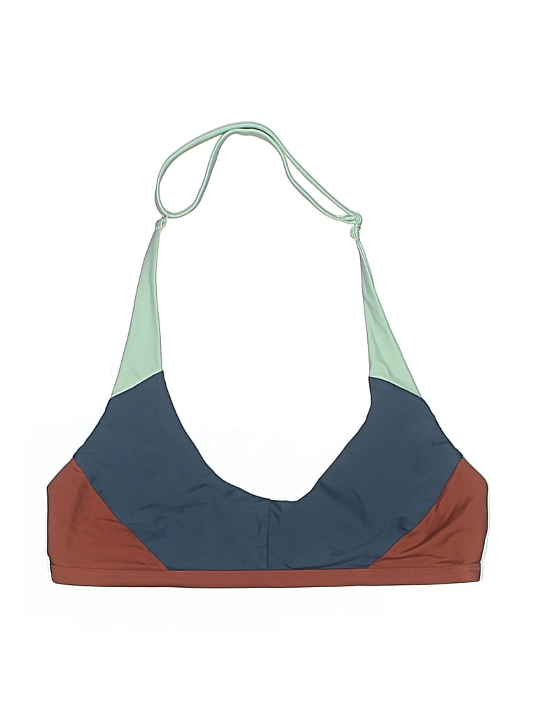 Pre-owned Prana Swimsuit Top Blue Color Block Pattern Swimwear