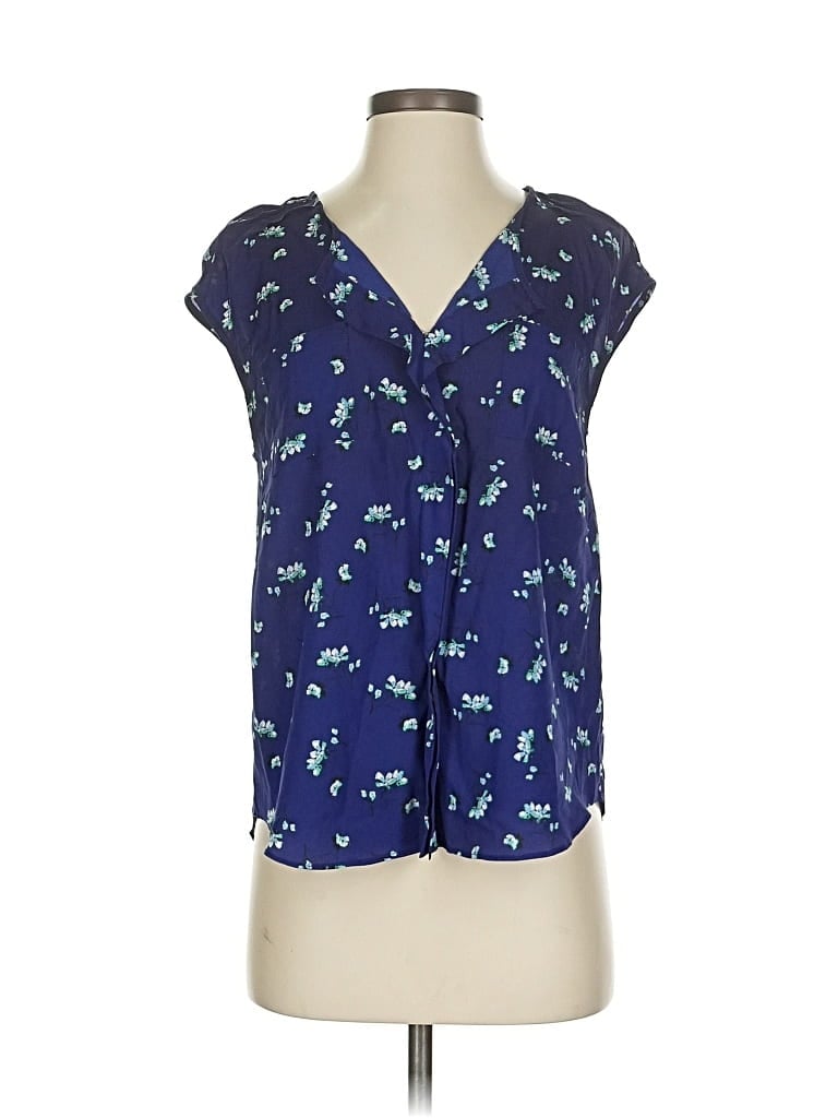 Pre-owned Gap Outlet Short Sleeve Blouse In Blue