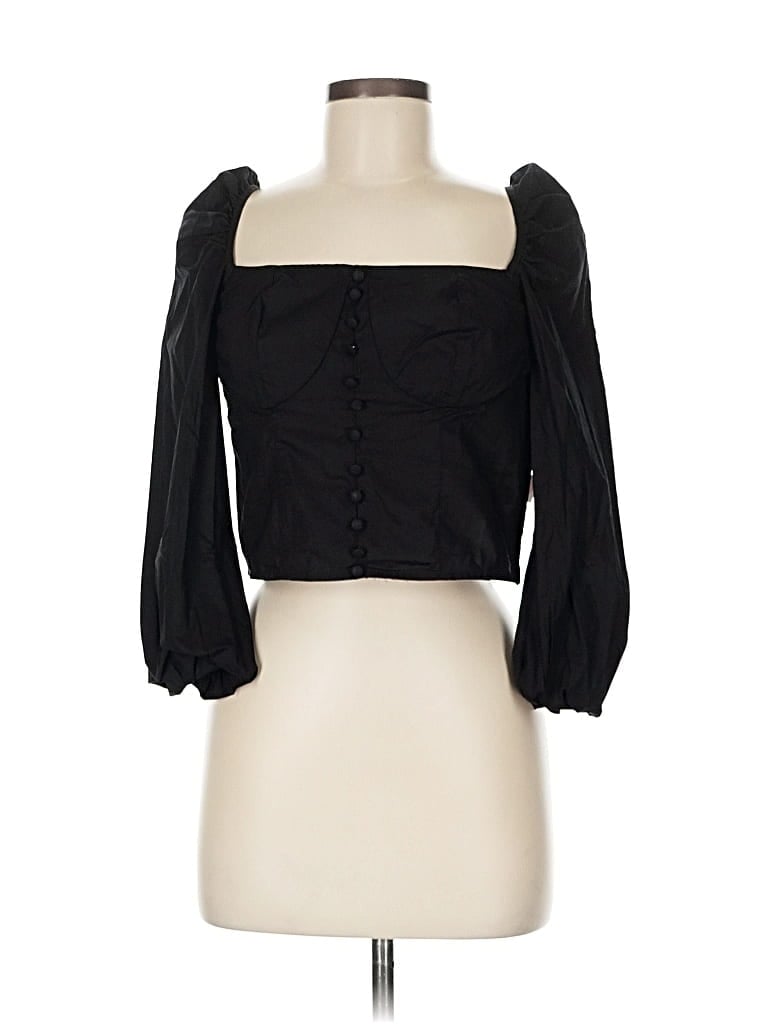 Pre-owned Nasty Gal Inc. 3/4 Sleeve Blouse In Black