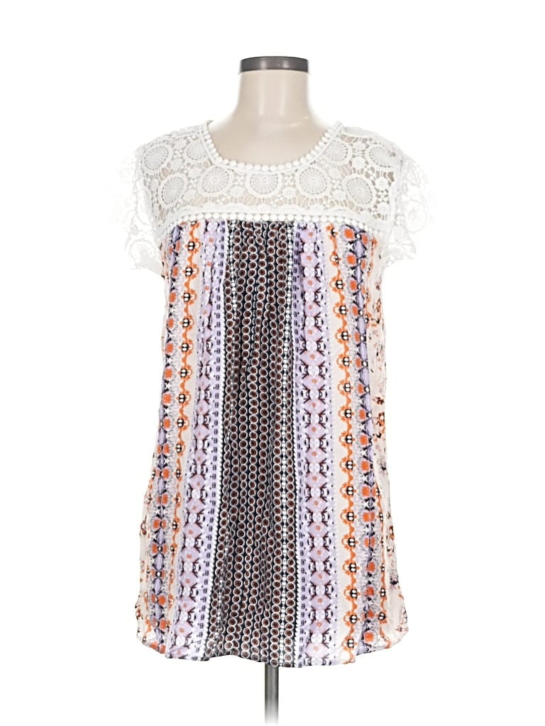 Pre-owned Suzanne Betro Short Sleeve Top White Square Neckline Tops